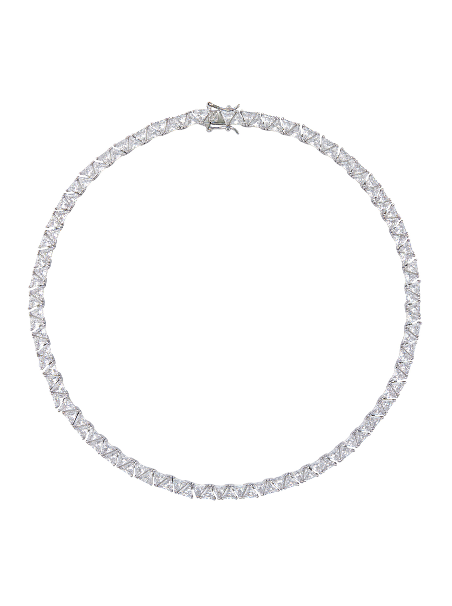 THEODORA DOUBLE TRILLION, LAB WHITE SAPPHIRE SILVER RIVIÈRE NECKLACE