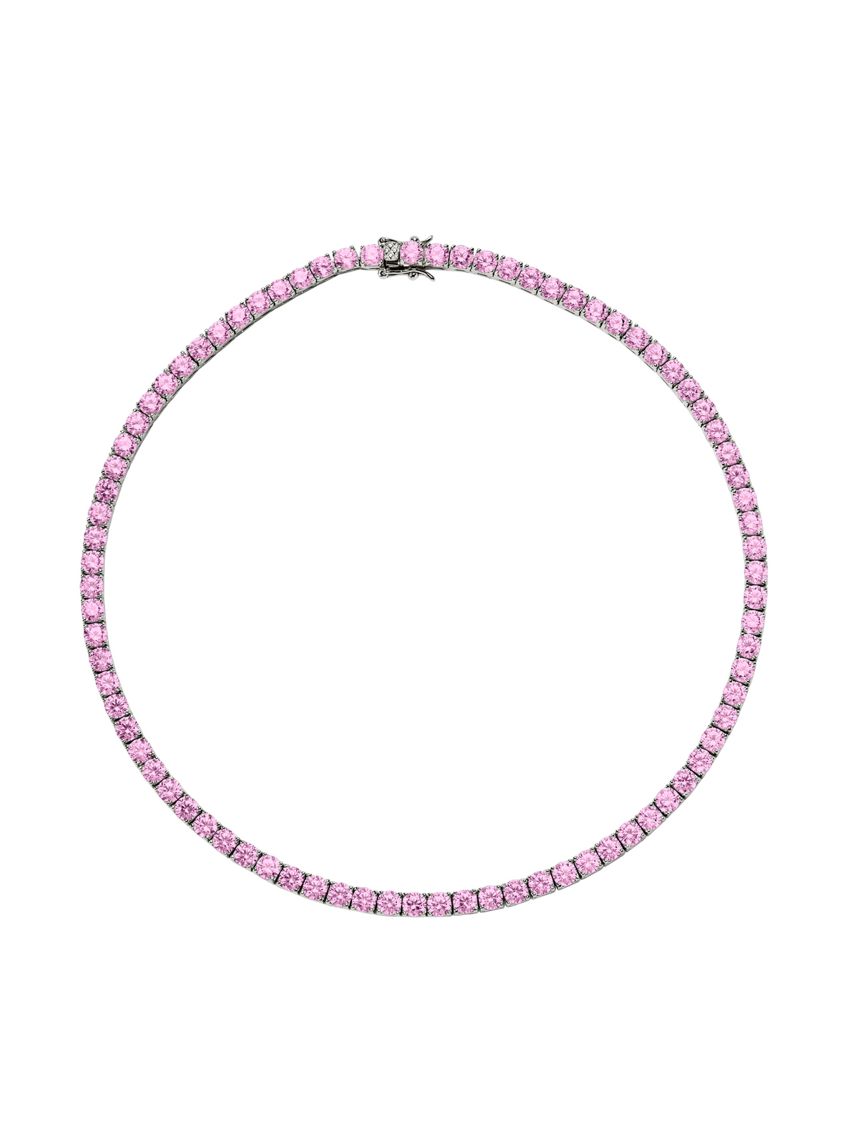 CUSTOM KATE 4.5MM ROUND CUT, LAB LIGHT PINK SAPPHIRE RIVIÈRE  NECKLACE