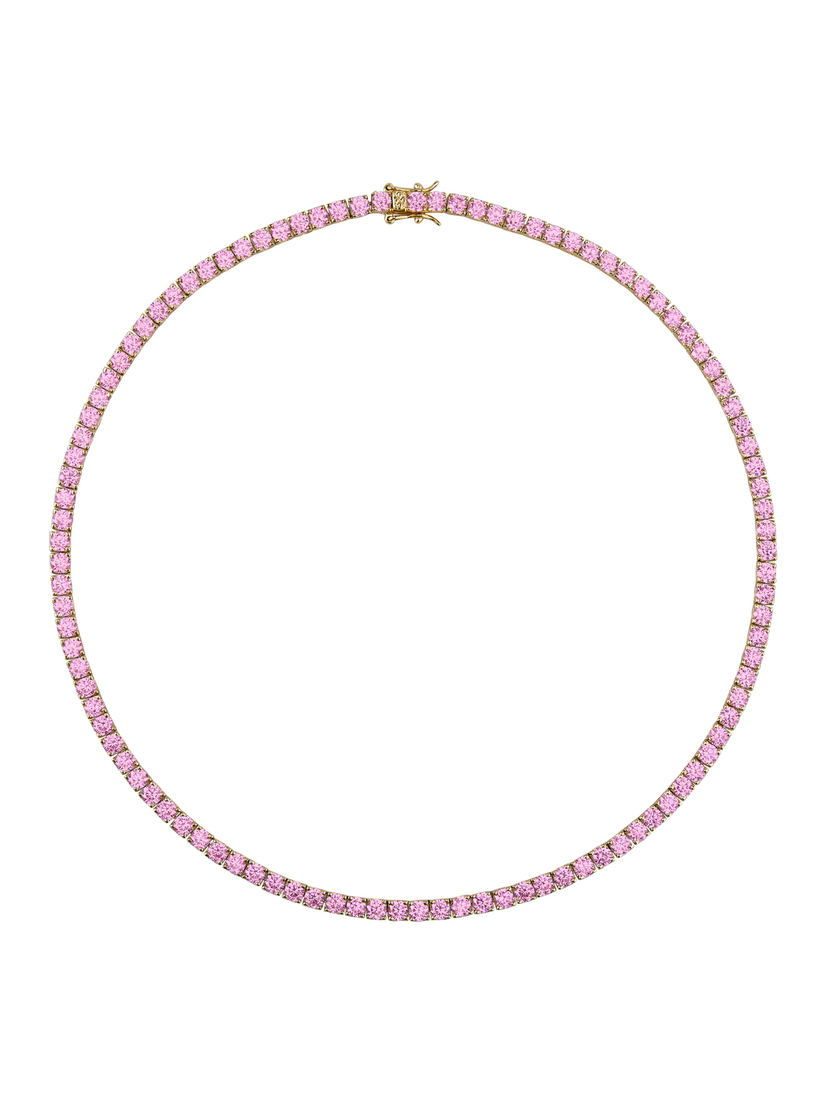 CUSTOM KATE ROUND CUT, LAB LIGHT PINK SAPPHIRE RIVIÈRE NECKLACE