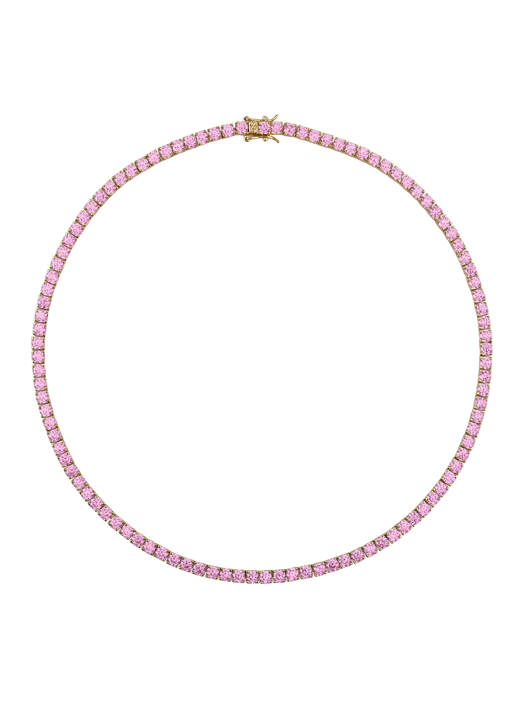 CUSTOM KATE ROUND CUT, LAB LIGHT PINK SAPPHIRE RIVIÈRE NECKLACE